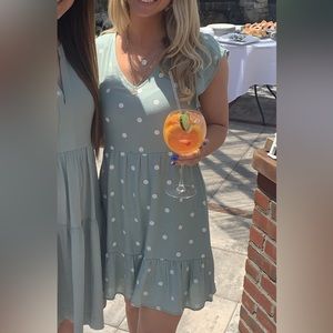 Altard State Sage Green Mini Ruffled Dress